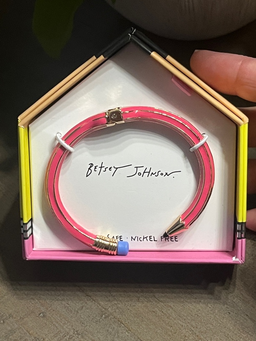 Betsey Johnson Pink Pencil Bangle Bracelet-New in Box
